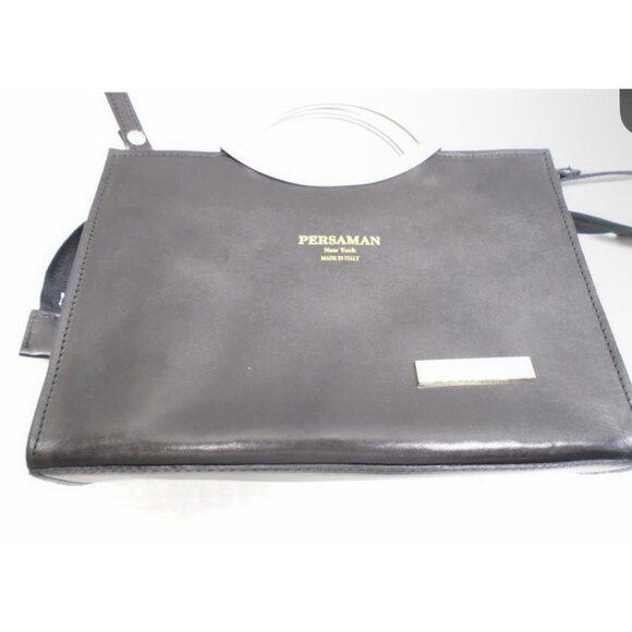 Persaman New York Black Structured Handbag Silver Hardware - Picture 2 of 7